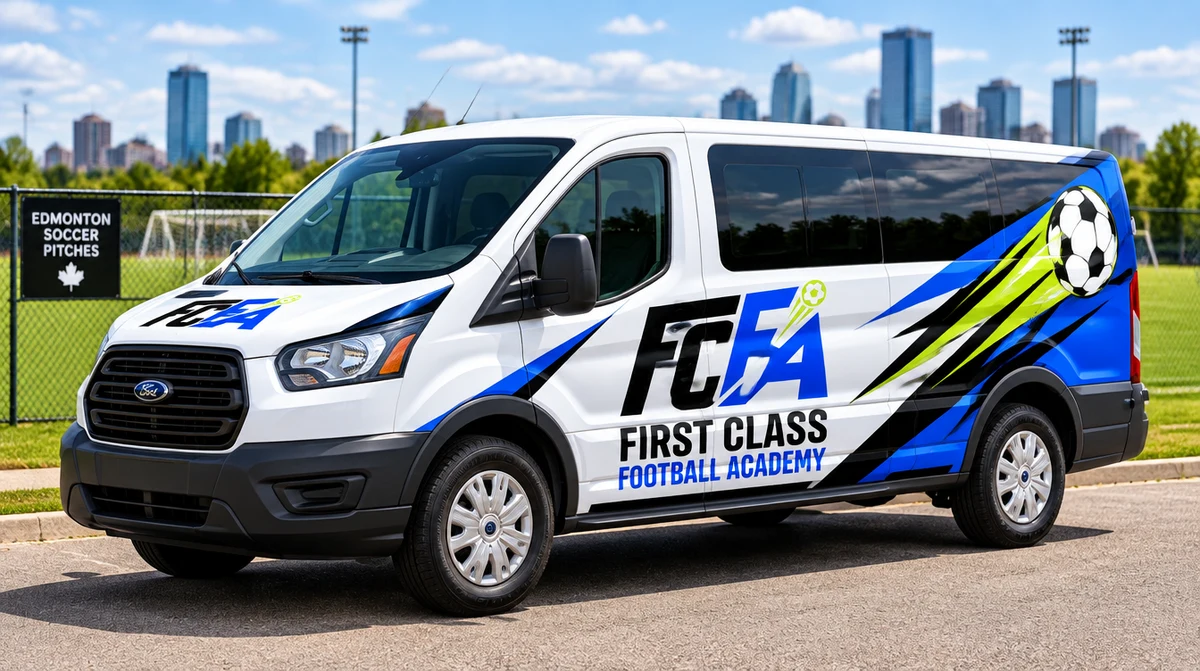 First Class Football Academy team van, wrapped by Car Wrap Edmonton